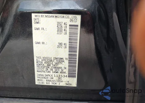 2018 Nissan Altima 2.5 Sr from USA, damaged, VIN 1N4AL3APXJC113534